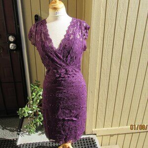 #772  NEW WOMAN'S PURPLE & SEQUIN LACE DRESS BY DYMODA  (SIZE 16)